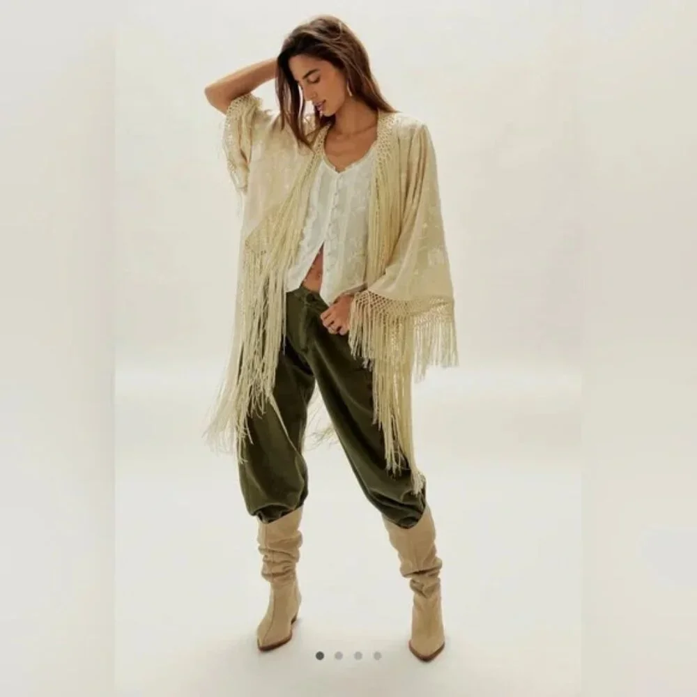 Free People London Nights Piano Duster in Ivory NWT OS